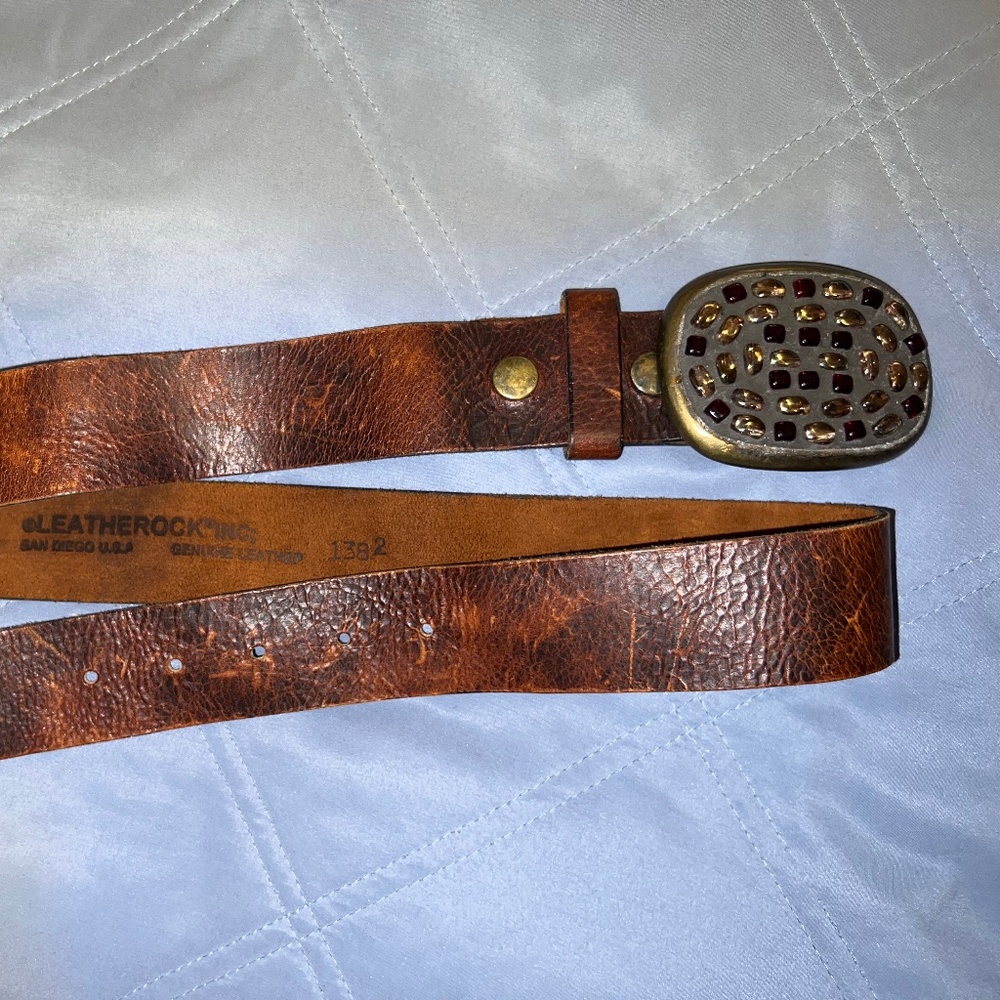 Leatherock Belt Leather Brown, Removable Buckle, Size Small